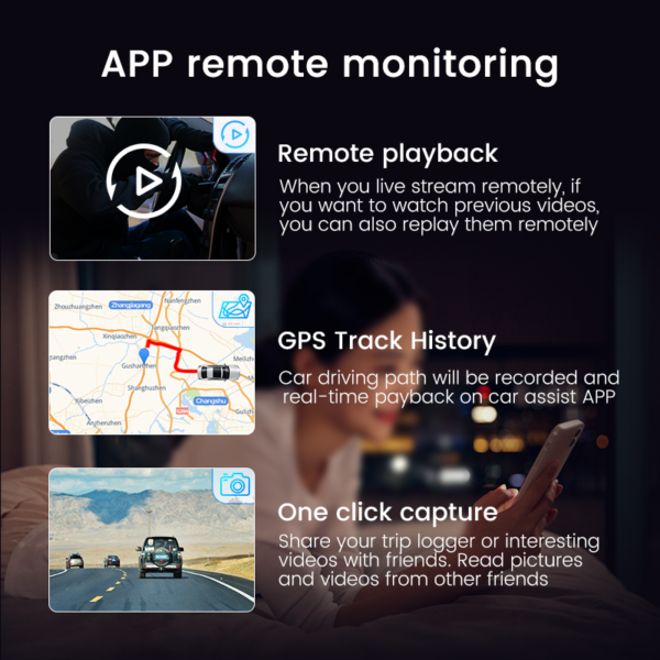 APP remote monitoring dash cam GPS tracking