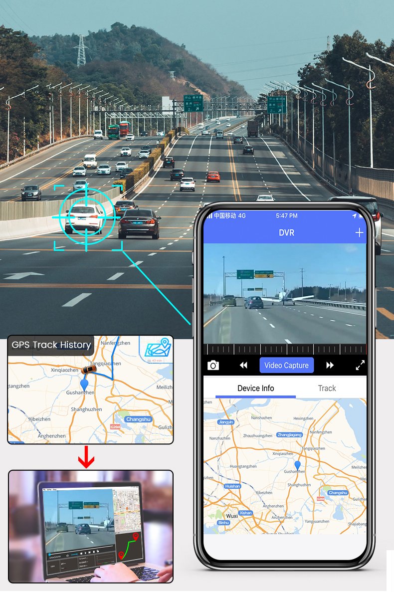 4G Dual Lens Dash Cam with CMSV6 Platform Sup dash cam