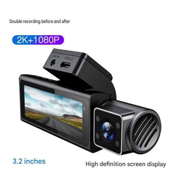 YS13 triple channel dash cam — 2K UHD front lens, 1080P rear and 1080P cabin monitoring