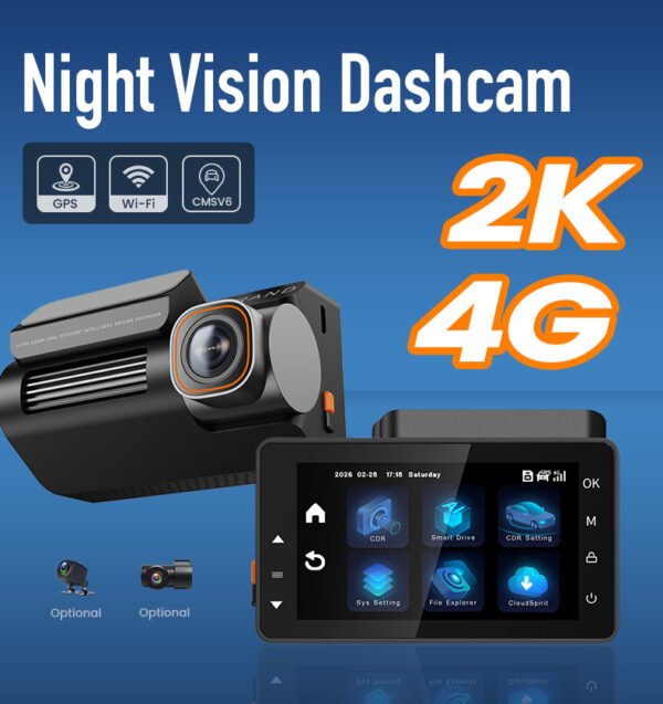 Night vision 2K 4G dash cam for fleet vehicles