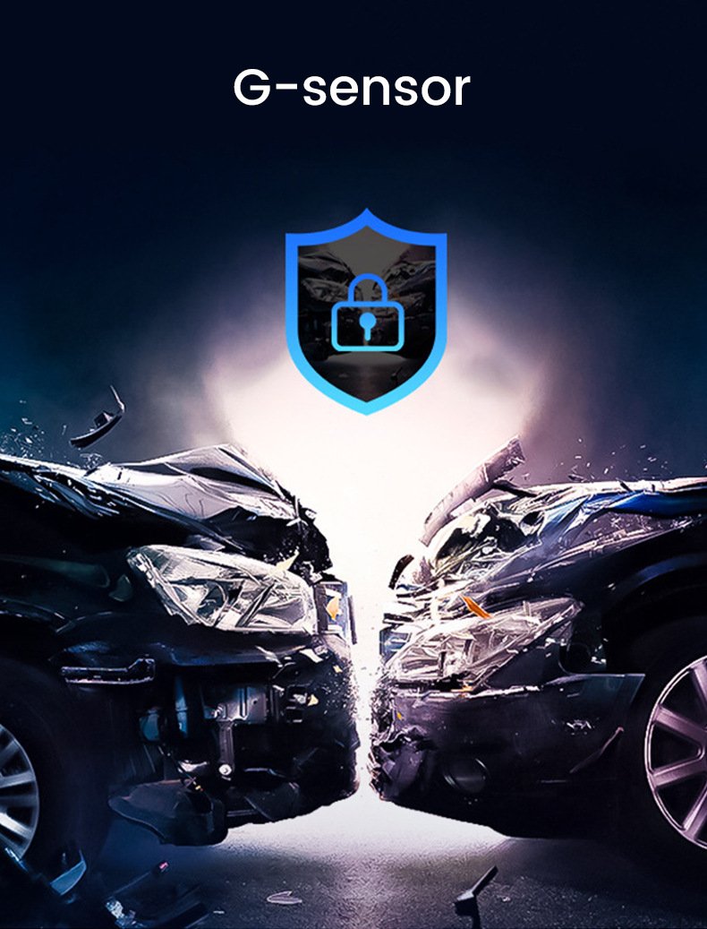 G-sensor dash cam collision detection recording