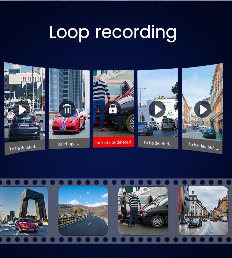 Loop recording dash cam for fleet vehicles