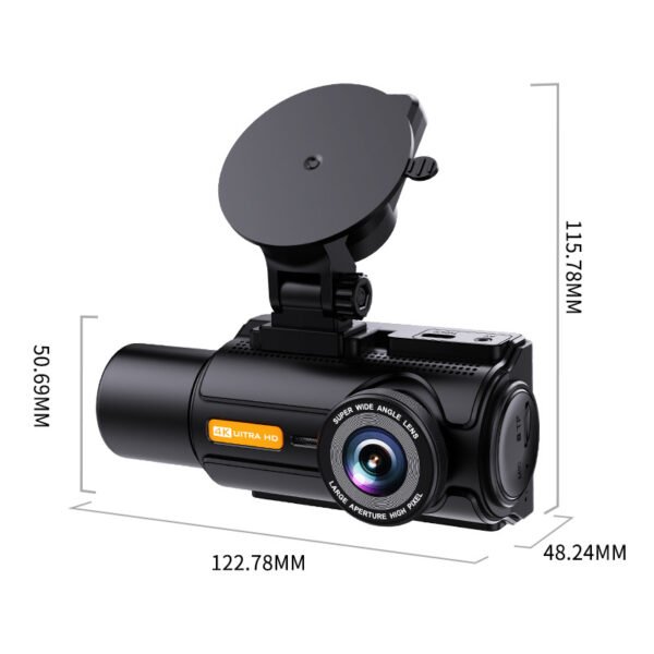 YS15 4K triple channel dash cam product view with mounting bracket