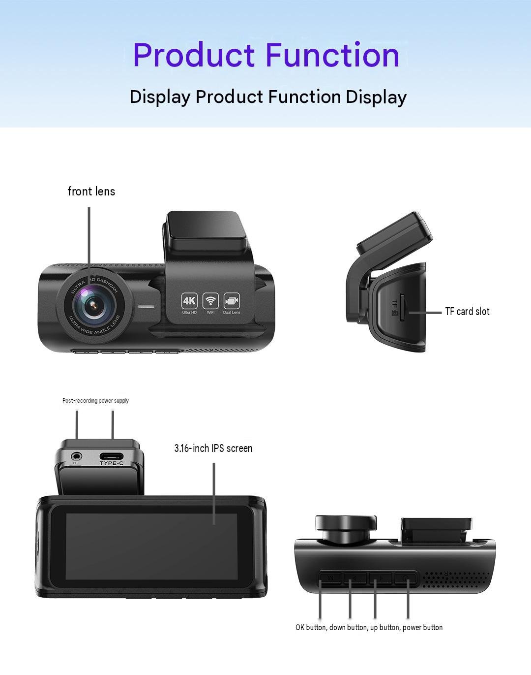 5.8G Wi-Fi app connection for YS14 4K dual channel dash cam