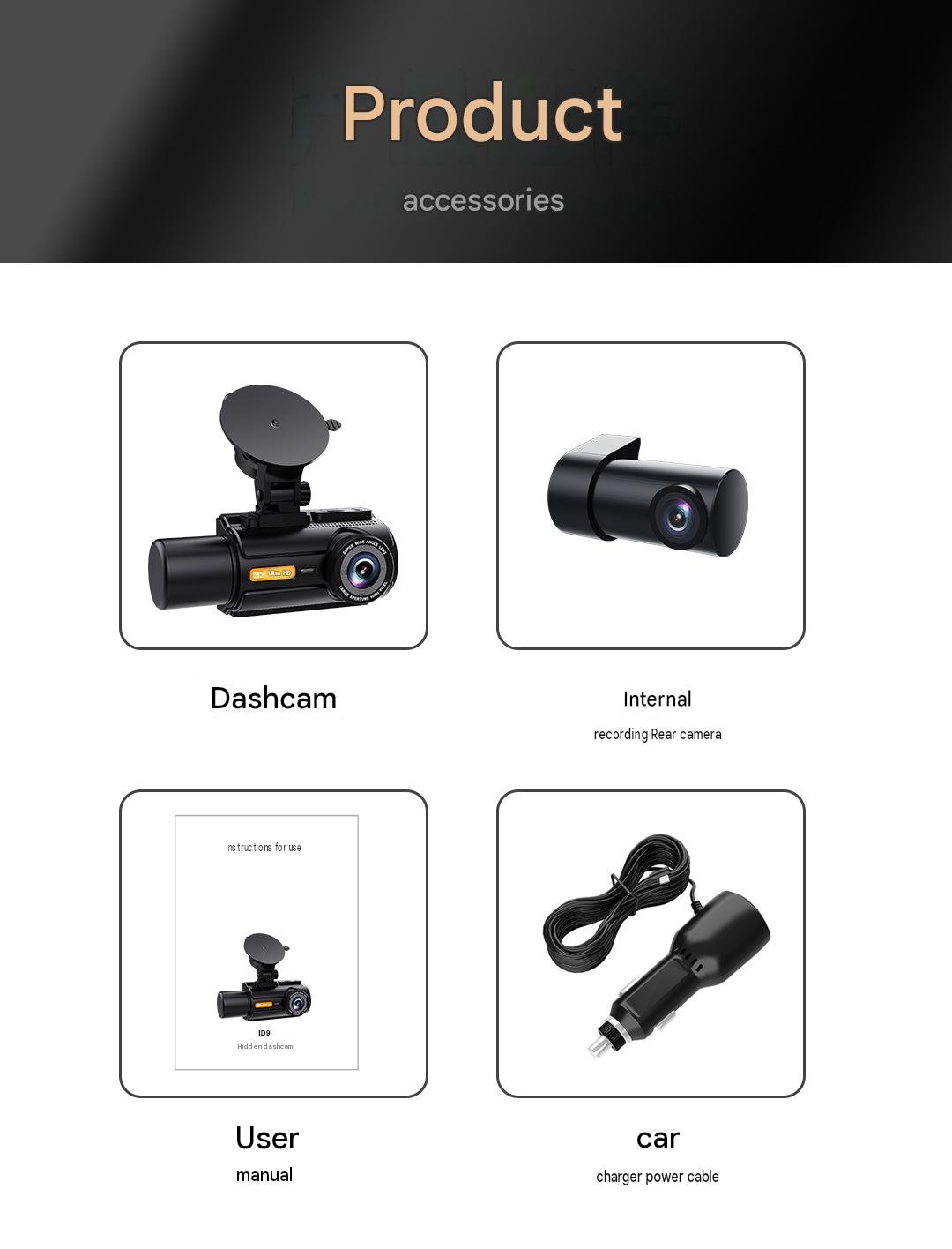 YS15 triple channel dash cam parking monitoring and night vision recording