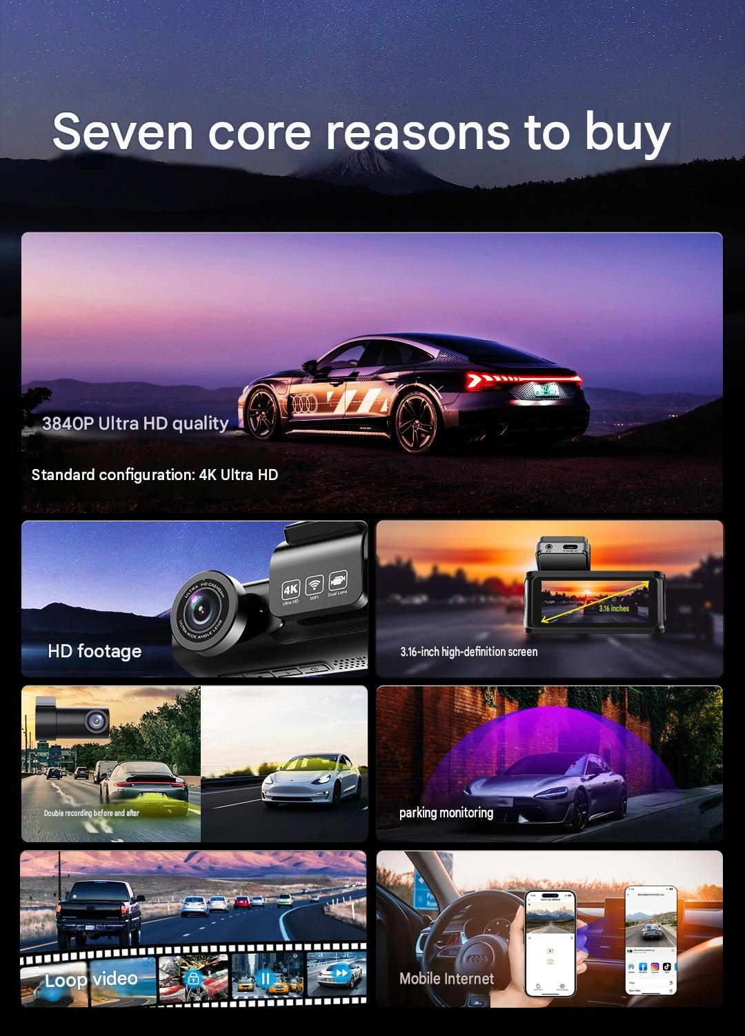 3.16-inch IPS screen playback interface on YS14 dual channel dash cam